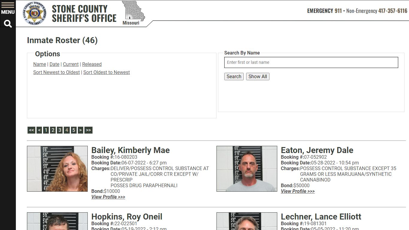 Inmate Roster (51) - Stone County SHERIFF'S OFFICE