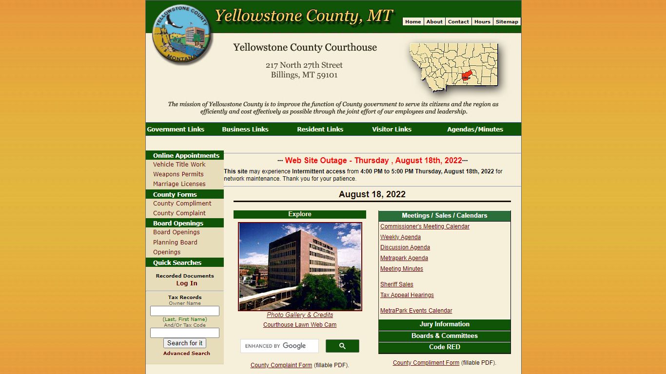 Welcome to Yellowstone County, MT - Detention Center Search Listing
