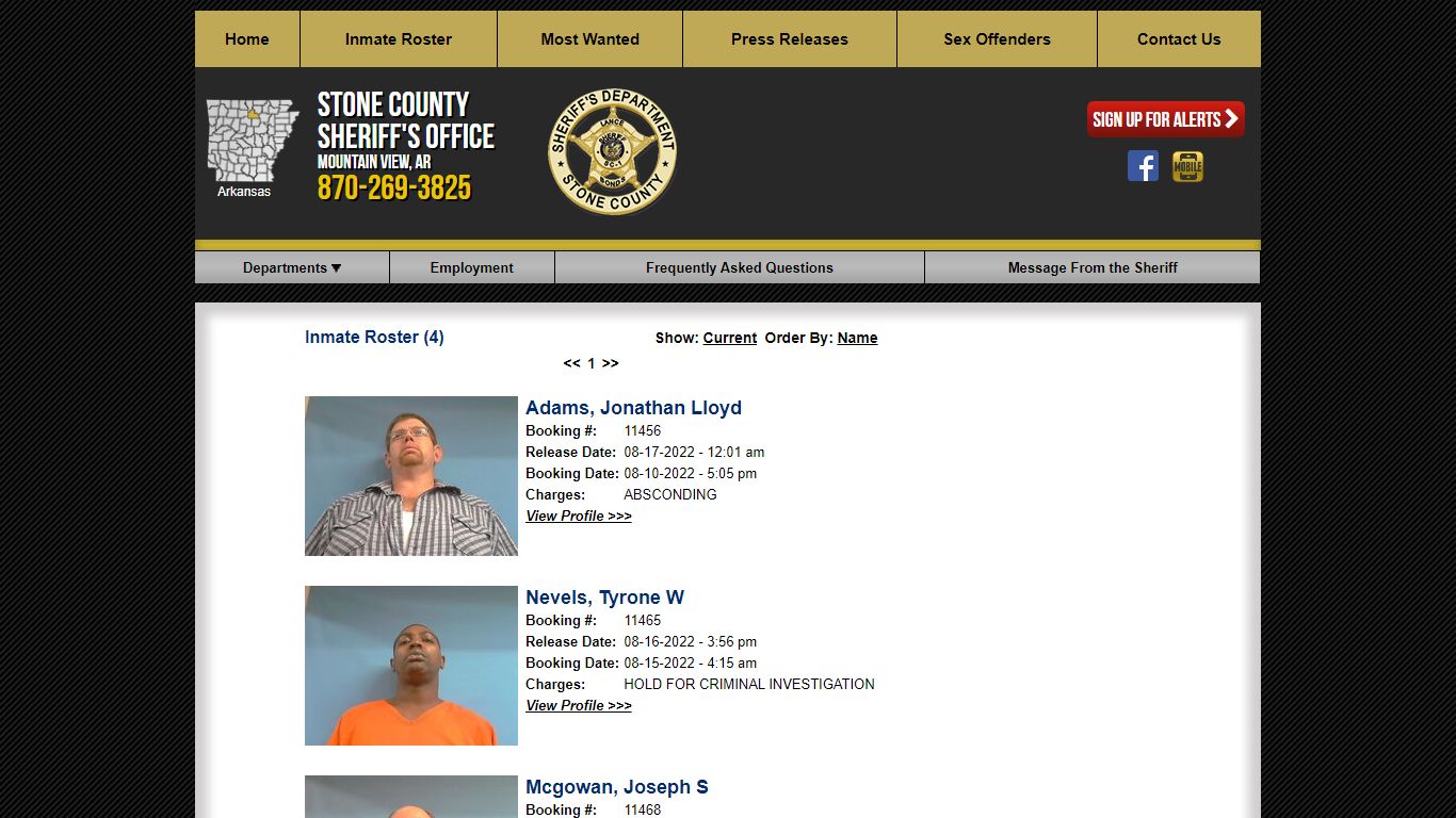 Inmate Roster - Released Inmates Booking Date Descending - Stone County ...